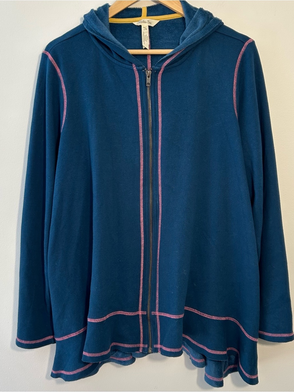Matilda Jane Women’s Be Present Fleece Lined Hoodie Size XL Blue Zip Up Soft